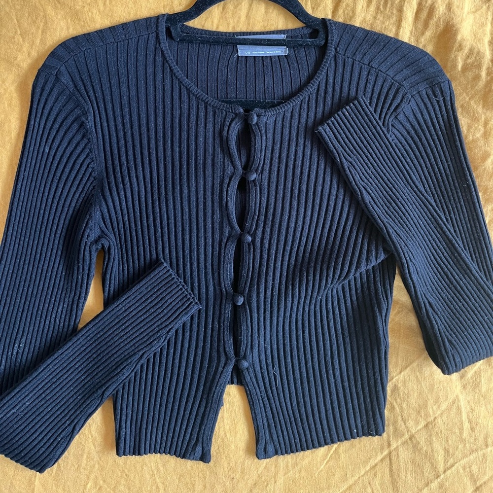 Women's Black Ribbed Sweater